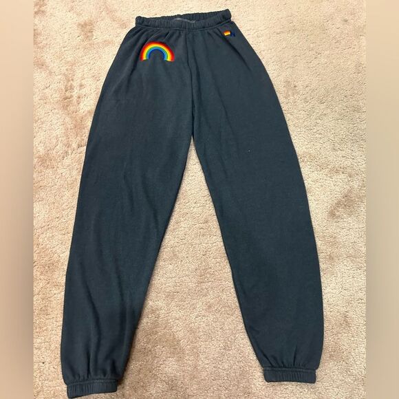 Aviator Nation Charcoal Rainbow Embroidered Sweatpants - Picture 3 of 7
